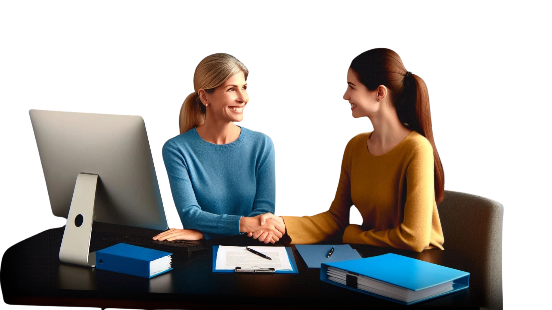 Zwei Frau reichen sich die Hand